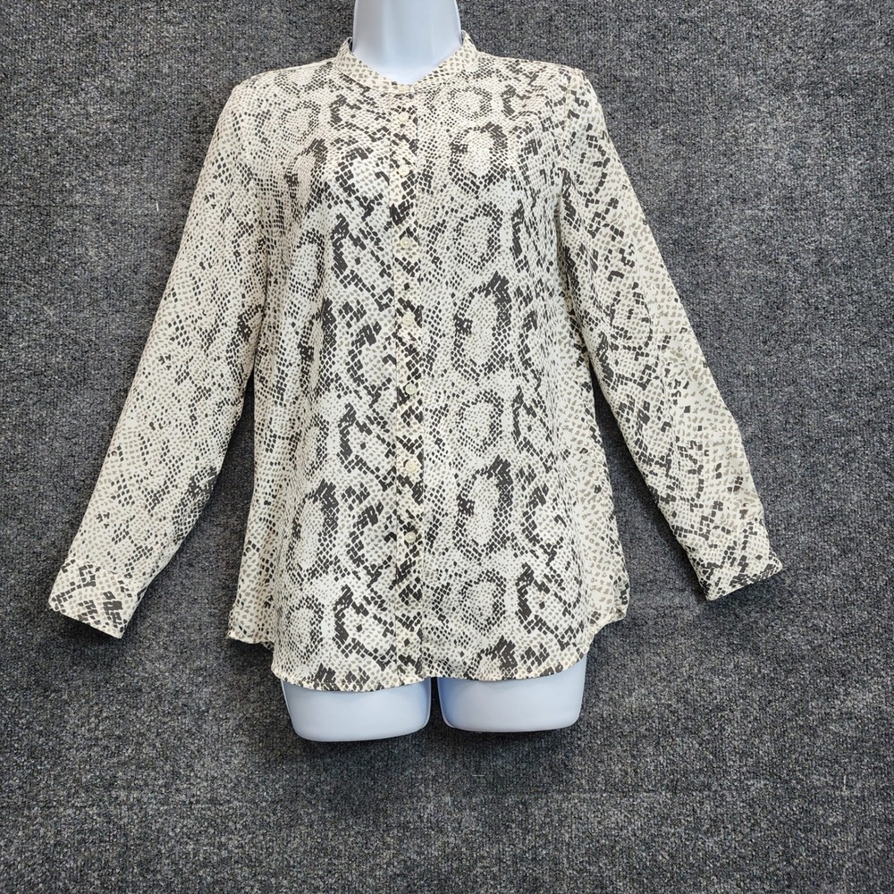 J.Crew Women's Snakeskin Animal Print Button Up Blouse XXS Neutral Office